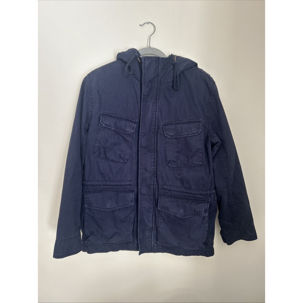 GAP + PENDLETON Mens Coat Hooded Jacket Navy Blue Sz Small